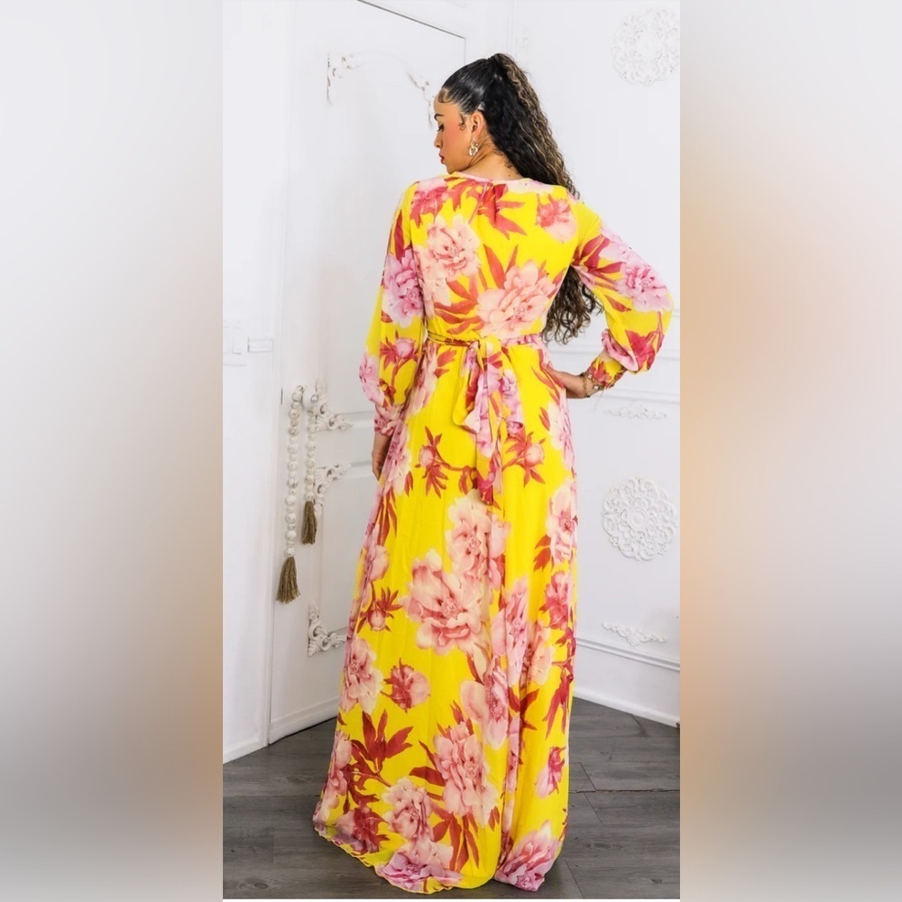 Floral Yellow Maxi Dress - Picture 6 of 6